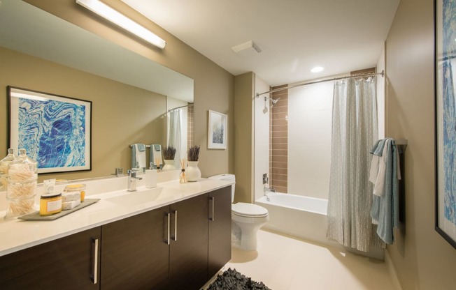 a bathroom with a toilet sink and bathtub at The Acadia at Metropolitan Park, Arlington, 22202