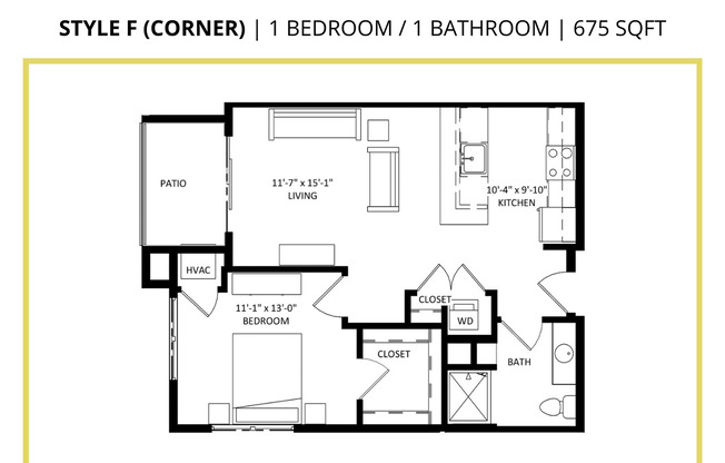 1 bed, 1 bath, 675 sqft, $1,665, Unit 422