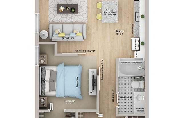 1 bed, 1 bath, 708 sqft, $1,563