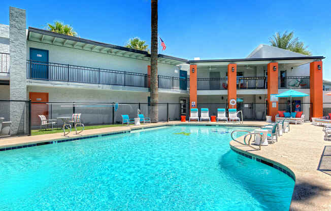 The Icon on Central Apartments in Phoenix, Arizona Pool with Lounge Chairs