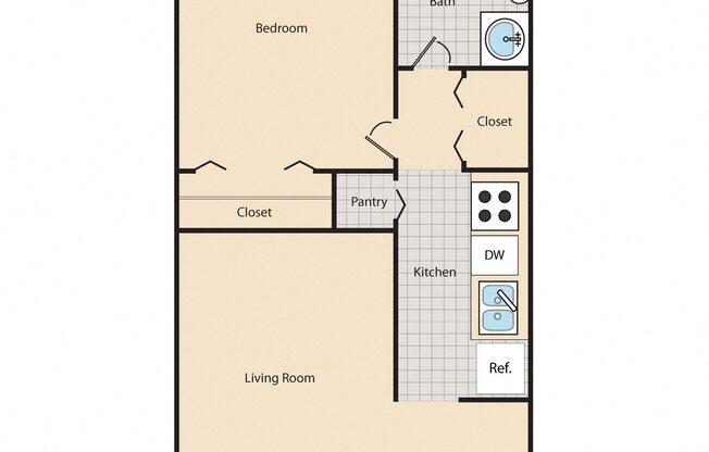 1 bed, 1 bath, 457 sqft, $883