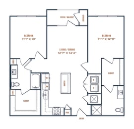 2 beds, 2 baths, 1,155 sqft, $1,851