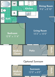 1 bed, 1 bath, 804 sqft, $1,263