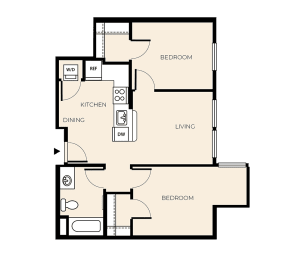 2 beds, 1 bath, 747 sqft, $1,399