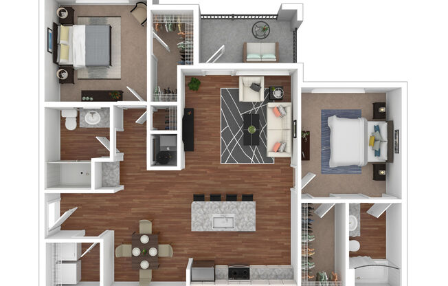 2 beds, 2 baths, 1,058 sqft, $1,744
