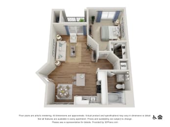 A1  1 Bed 1 Bath Floor Plan