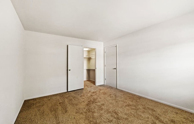 Bedroom with closet in a 2-bedroom, 1-bath apartment at Briarwood Apartments, Columbus, IN.