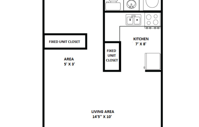 Studio, 1 bath, 348 sqft, $1,140, Unit 208