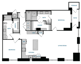 2 beds, 2 baths, 1,485 sqft, $3,281