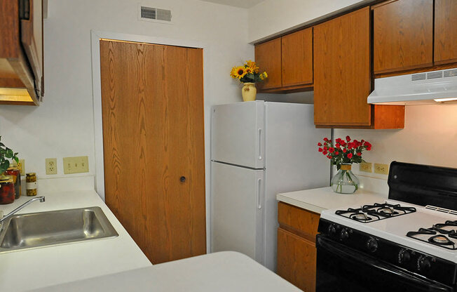 Kitchen at The Harbours Apartments, Clinton Twp, Michigan