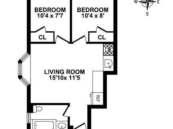 2 beds, 1 bath, $3,900, Unit 1D