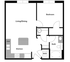 1 bed, 1 bath, 633 sqft, $1,199