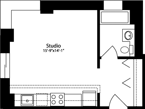 Studio, 1 bath, 400 sqft, $3,425