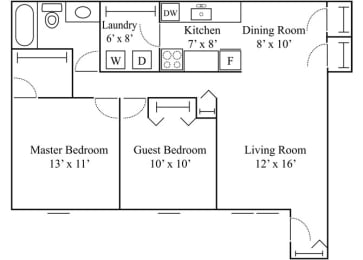 2 beds, 1 bath, $1,055