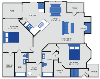 2 beds, 2 baths, 1,319 sqft, $1,544