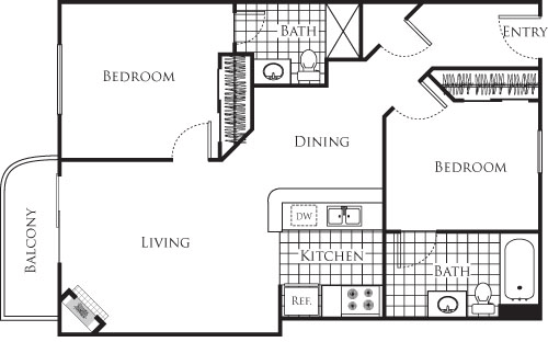 2 beds, 2 baths, 913 sqft, $2,510, Unit 413