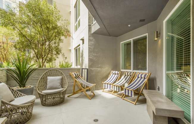 apartment private balcony and patio for residents at The Q Playa, Los Angeles