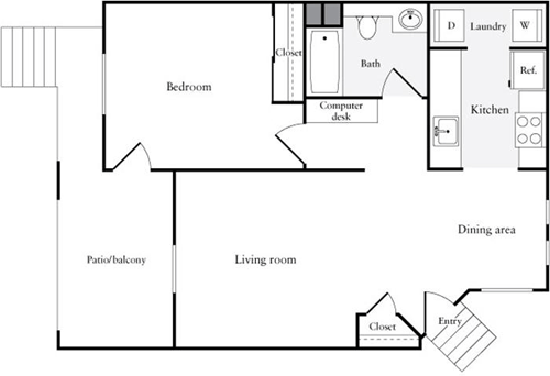 1 bed, 1 bath, 739 sqft, $2,682