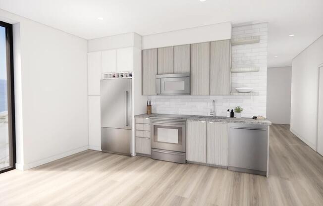 Stainless steel appliances at Modera Revere Beach add a sleek, modern finish to every kitchen.
