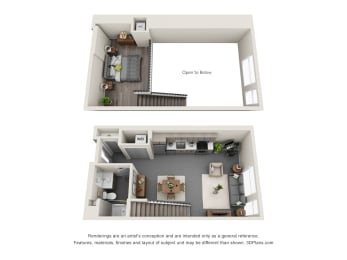 Studio, 1 bath, 885 sqft, $2,299