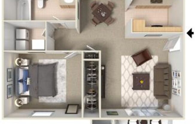 1 bed, 1 bath, 660 sqft, $945, Unit 402-05
