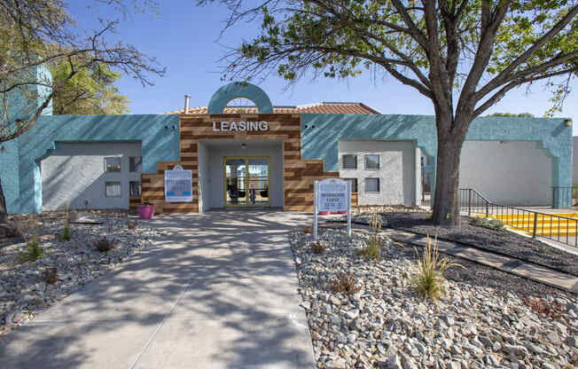 Leasing Office Exterior at Villas Del Cielo Aprartments in Albuquerque New Mexico October 2020