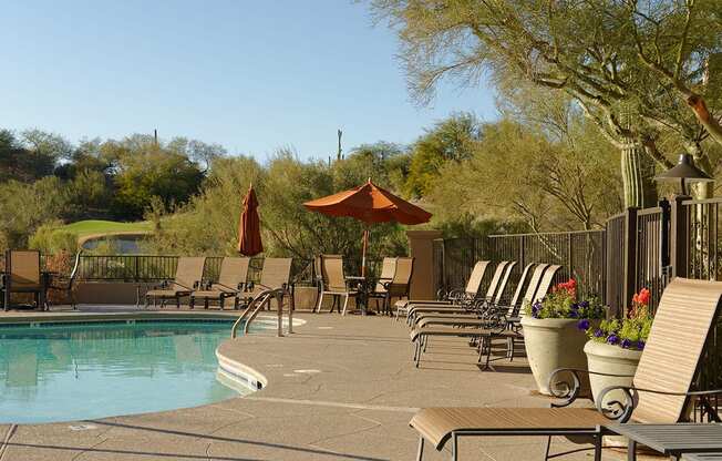 Foothills Apartments Tucson with Crystal Clear Swimming Pool and Relaxing Sundeck