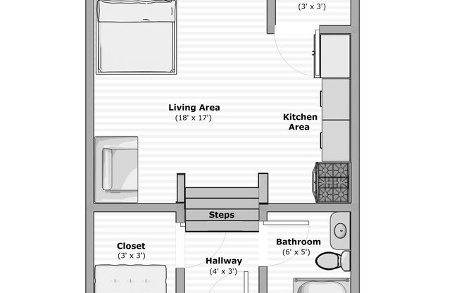 Studio, 1 bath, 375 sqft, $765, Unit 504