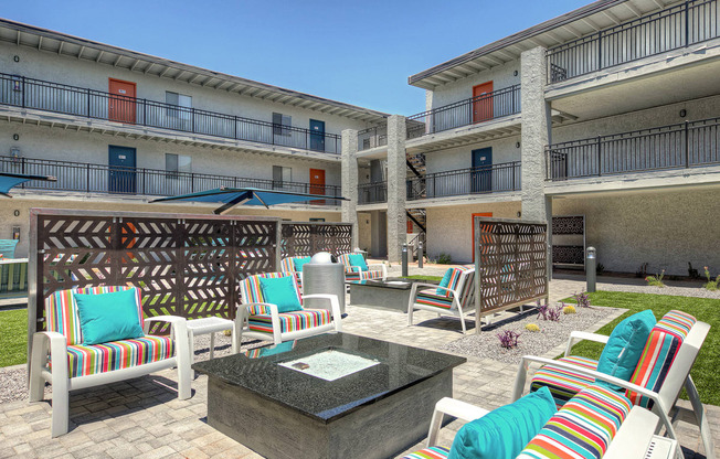 The Icon on Central Apartments in Phoenix, Arizona Patio with Fire Pit