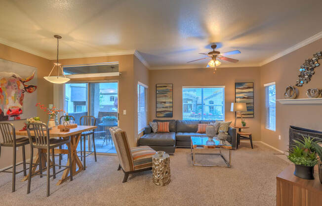 Living Room with bright lights at Arterra, Albuquerque, NM, 87113