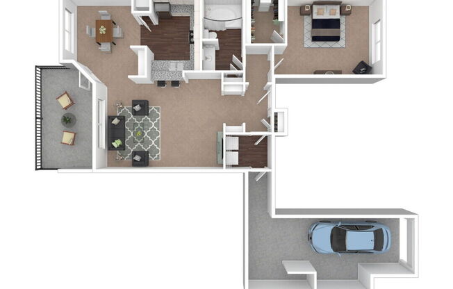 1 bed, 1 bath, 877 sqft, $1,596