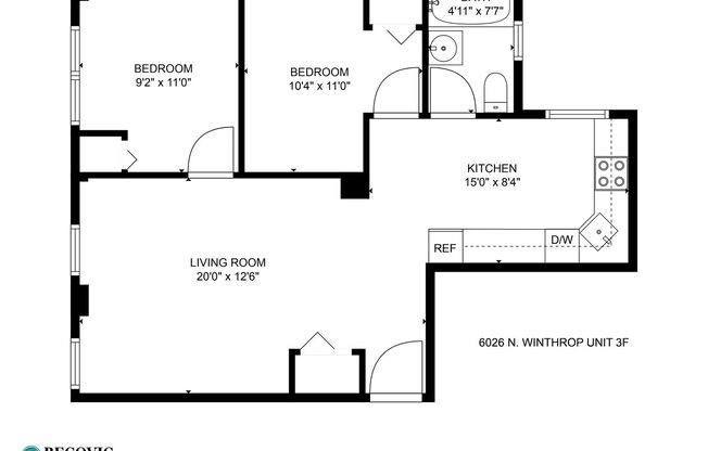 2 beds, 1 bath, 613 sqft, $2,350, Unit 5F