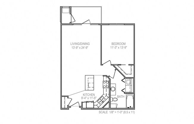 1 bed, 1 bath, 800 sqft, $1,245