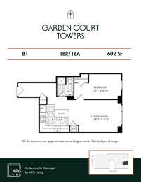 1 bed, 1 bath, 602 sqft, $1,660