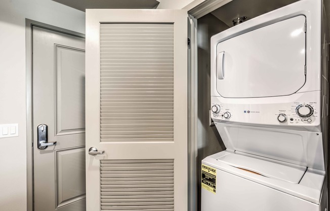 in home stacked washer and dryer at arte apartments
