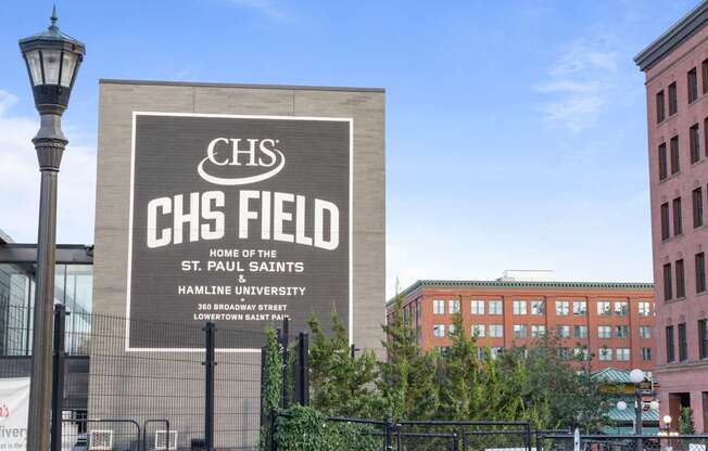 Sign at Lowertown Commons Apartments, St. Paul, 55101