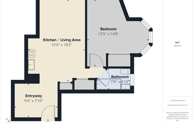 1 bed, 1 bath, 539 sqft, $1,200, Unit 207