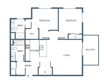 2 beds, 2 baths, 861 sqft, $2,641