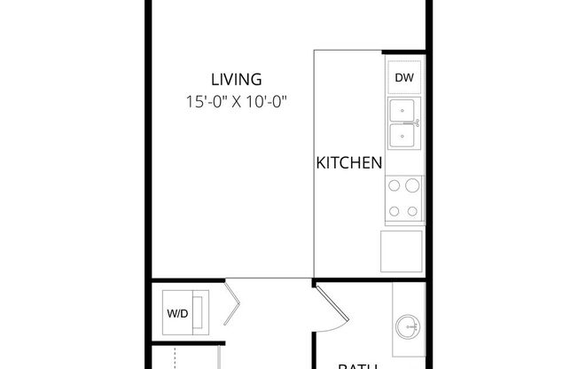 Studio, 1 bath, 409 sqft, $1,590, Unit B304