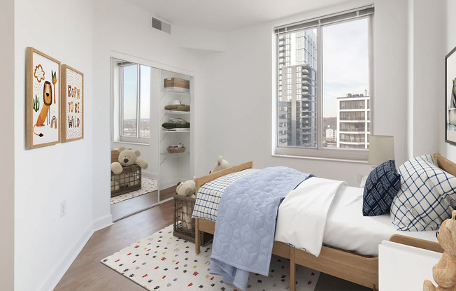 Bedroom with hard surface flooring