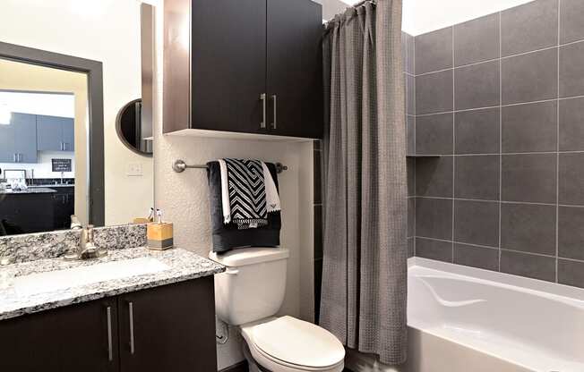 Over sized garden tubs and plenty of storage space for your needs at Epic Apartments, Denton, TX, 76210