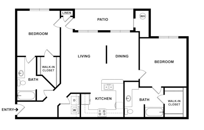 2 beds, 2 baths, 1,242 sqft, $1,515