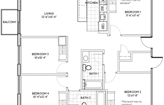 4 beds, 2 baths, 1,125 sqft, $3,499, Unit 1216-106