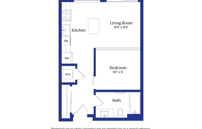 Studio, 1 bath, 525 sqft, $1,389, Unit 309