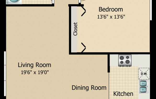 1 bed, 1 bath, 600 sqft, $1,731