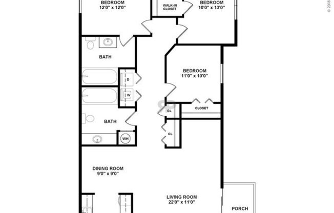 3 beds, 2 baths, 1,224 sqft, $1,409