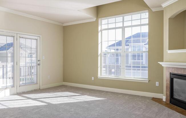 a room with a large window