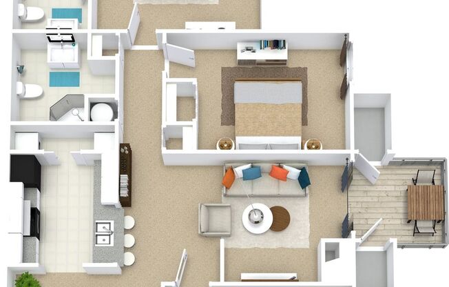 2 beds, 2 baths, 1,020 sqft, $1,598, Unit 07-206