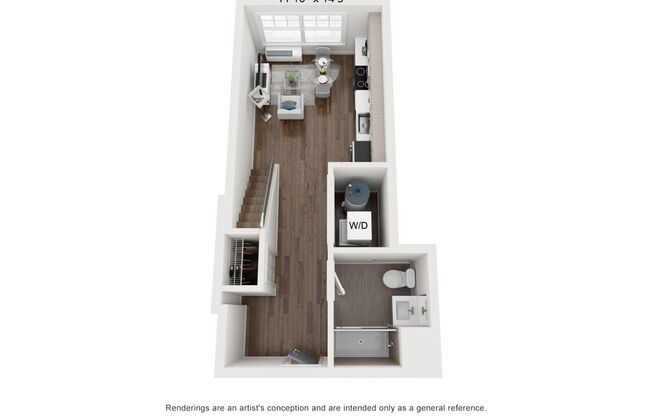 1 bed, 1 bath, 551 sqft, $2,050, Unit 619