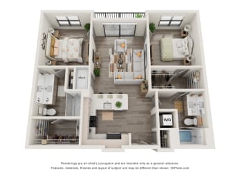 2 beds, 2 baths, 1,057 sqft, $1,976